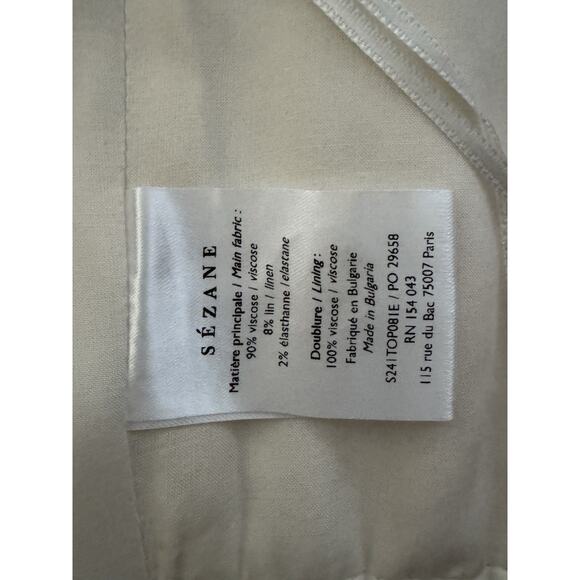 Sézane Editions Gioia Blouse Size 40 US Sz 8 Top Ecru White - Picture 10 of 13